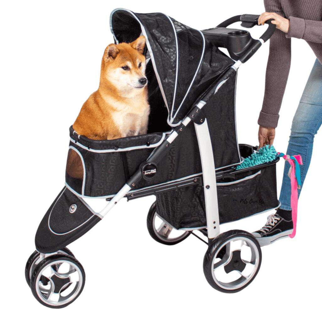 Innopet Monaco Dog & Pet Stroller with lightweight aluminum frame, mesh canopy, storage basket, ergonomic handle, and free rain cover