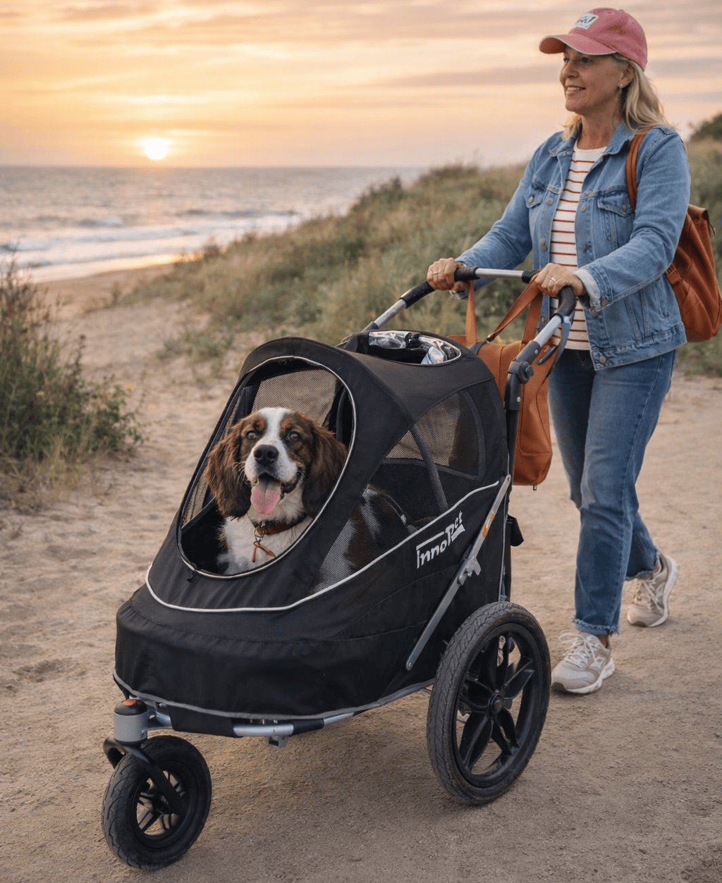 InnoPet Sporty EVR all-terrain pet stroller for small to medium dogs and cats on active outdoor adventures