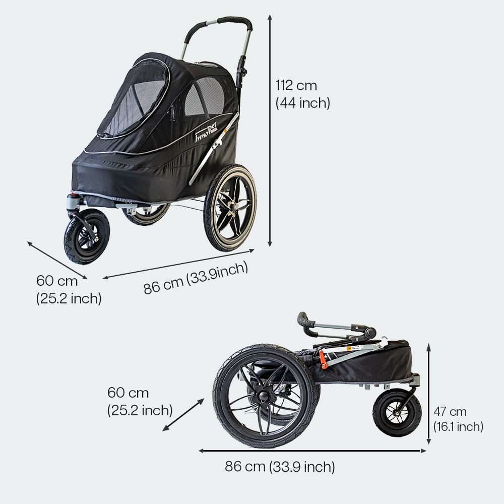 InnoPet Sporty EVR all-terrain pet stroller for dogs and cats with bike trailer conversion and breathable design