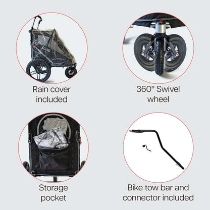 InnoPet Sporty EVR all-terrain pet stroller for active dogs and cats with breathable mesh and puncture-free wheels