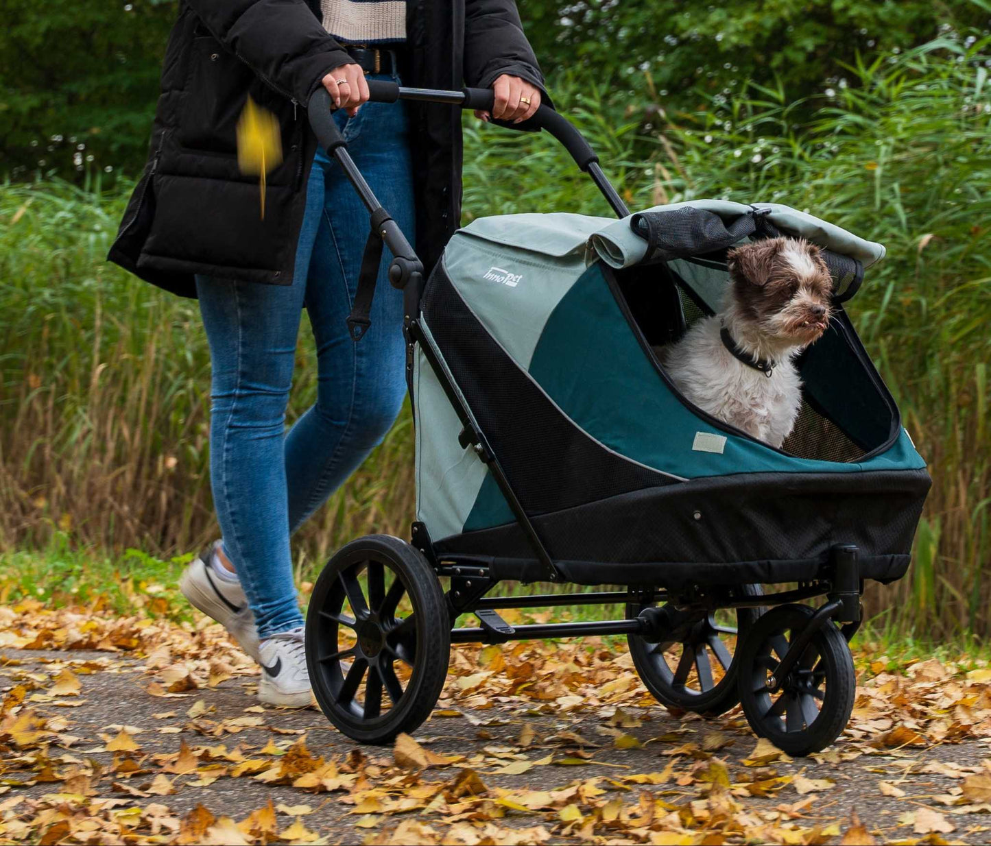 Innopet Noah Pet Stroller in two colours showing stylish and lightweight design for small to medium pets