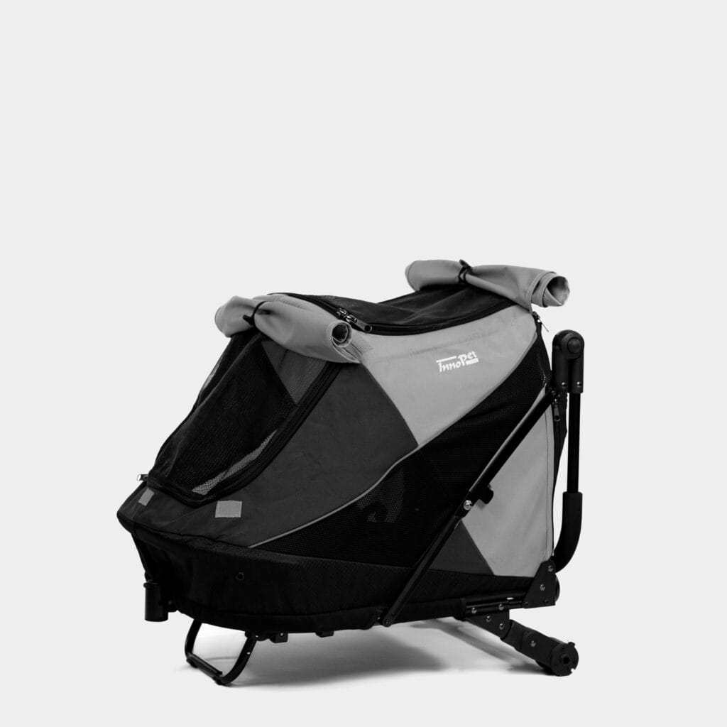 Innopet Noah Pet Stroller in two colors, lightweight and foldable, designed for small to medium pets with breathable mesh and spacious cabin