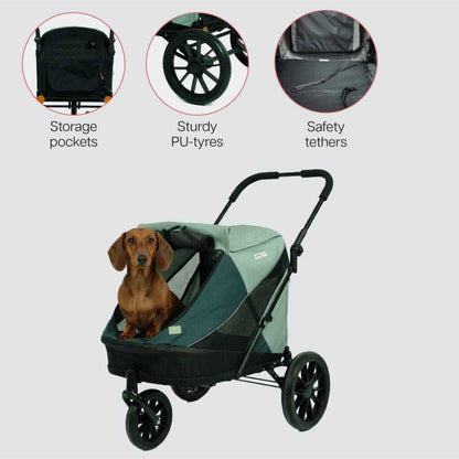 Innopet Noah Pet Stroller in two colors, lightweight and foldable with breathable mesh panels for small to medium pets.