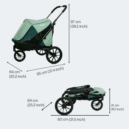 Innopet Noah Pet Stroller in two colors, lightweight and foldable with mesh panels for small to medium pets