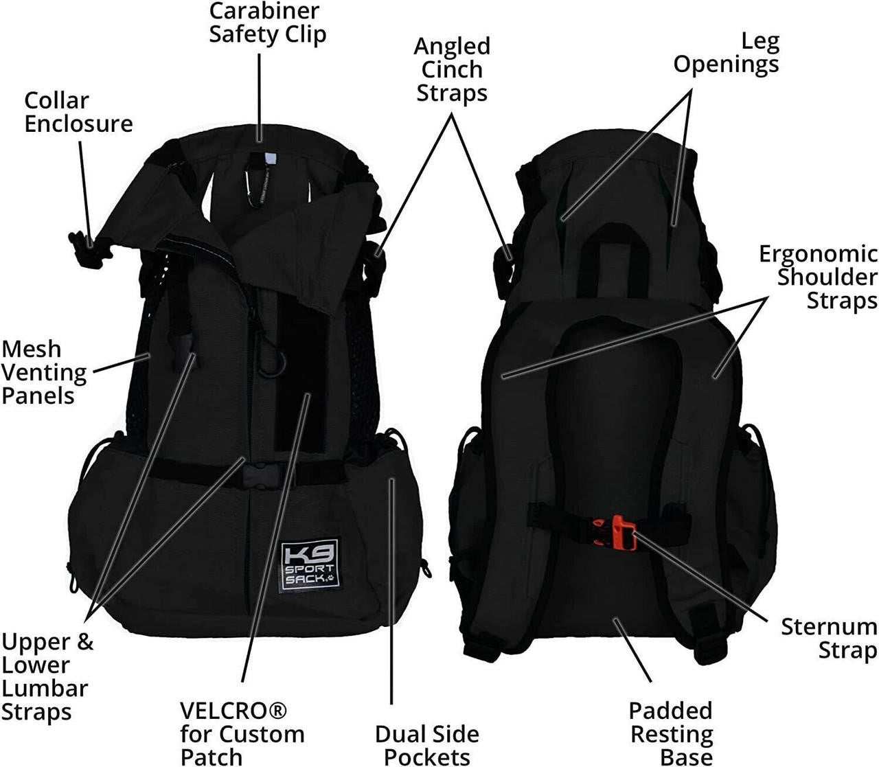 K9 Sports Sack Air 2 dog backpack in grey, designed for small to medium dogs with ventilated panels and adjustable straps