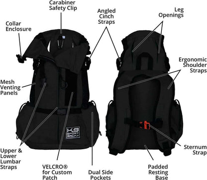 K9 Sports Sack Air 2 dog backpack in grey, designed for small to medium dogs with ventilated panels and adjustable straps