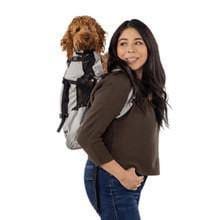 K9 Sports Sack Air 2 dog backpack in grey, designed for small to medium dogs with ventilated mesh and adjustable straps
