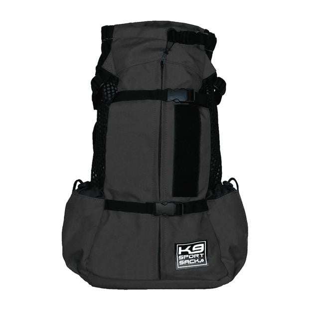 K9 Sports Sack Air 2 dog backpack in grey with mesh panels and adjustable straps for small to medium dogs