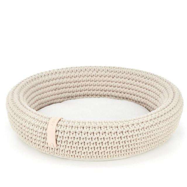 COCO Dog Bed handmade oval shape in beige with soft cushion for small dogs