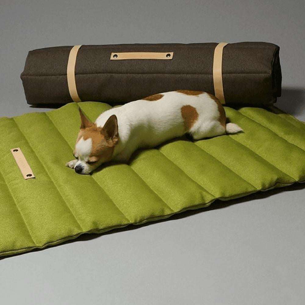 FOSSER Dog Travel Bed by Labbvenn in four colors with padded, roll-up design and leather straps
