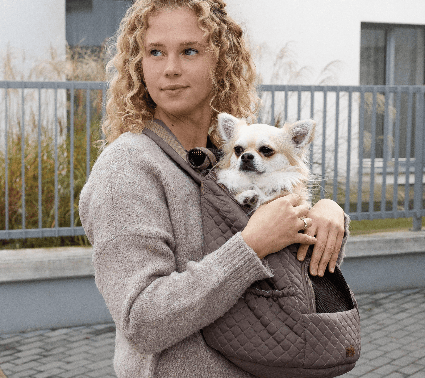 Muffin & Berry Front Carrier for Pets with breathable fabric and adjustable straps for small dogs and cats