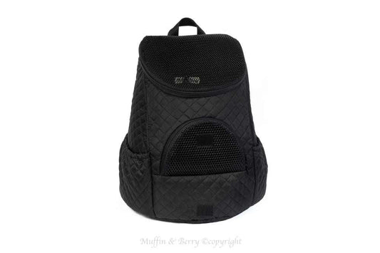 Muffin & Berry quilted front pet carrier with mesh windows and adjustable straps