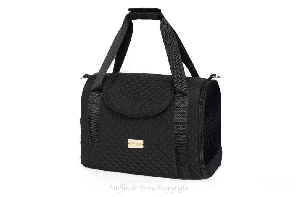 Muffin & Berry House Carrier black soft-sided pet carrier with mesh windows and detachable shoulder strap