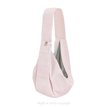 Muffin & Berry Sling Carrier for pets made of breathable 100% cotton with safety leash and outer pocket