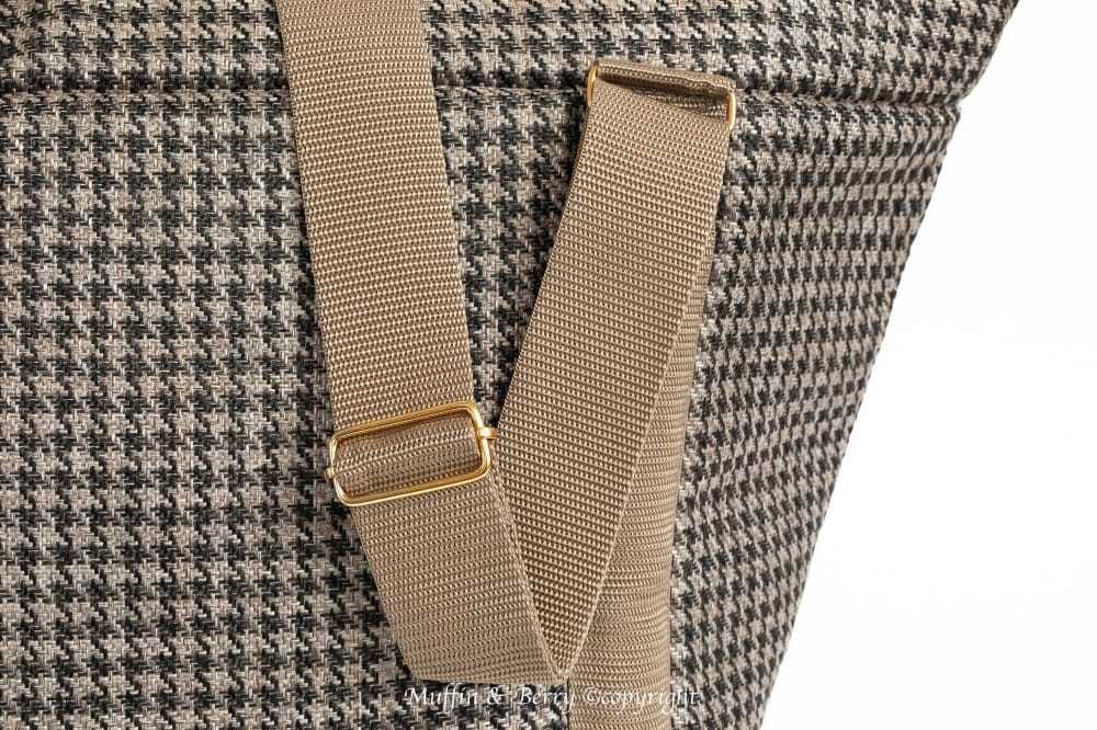Muffin & Berry Soft Carrier brown handmade pet carrier with adjustable straps and removable pillow