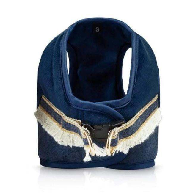 Navy blue Allure Harness by Oh Charlie for pets with waistcoat design and adjustable sizes