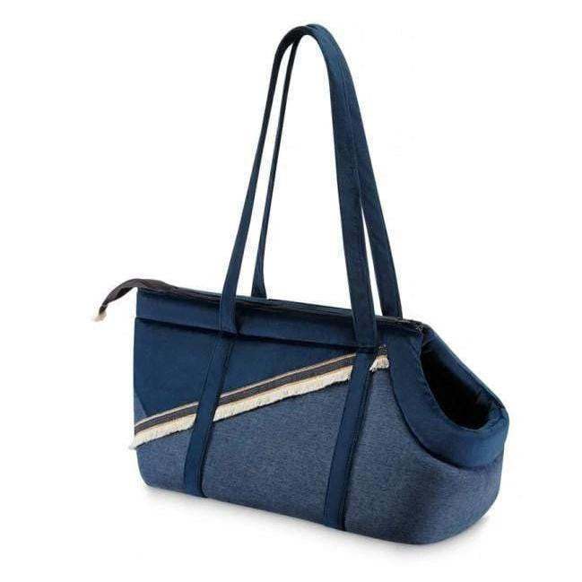 Navy Blue Allure Travel Bag LUXURY by Oh Charlie with golden accents and pet comfort features