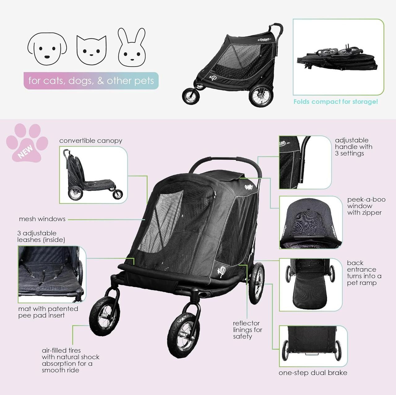  Petique Apollo Elite Pet & Dog Stroller | Bike Trailer | Free Rain Cover & Pump  PET-AP Pets Own Us