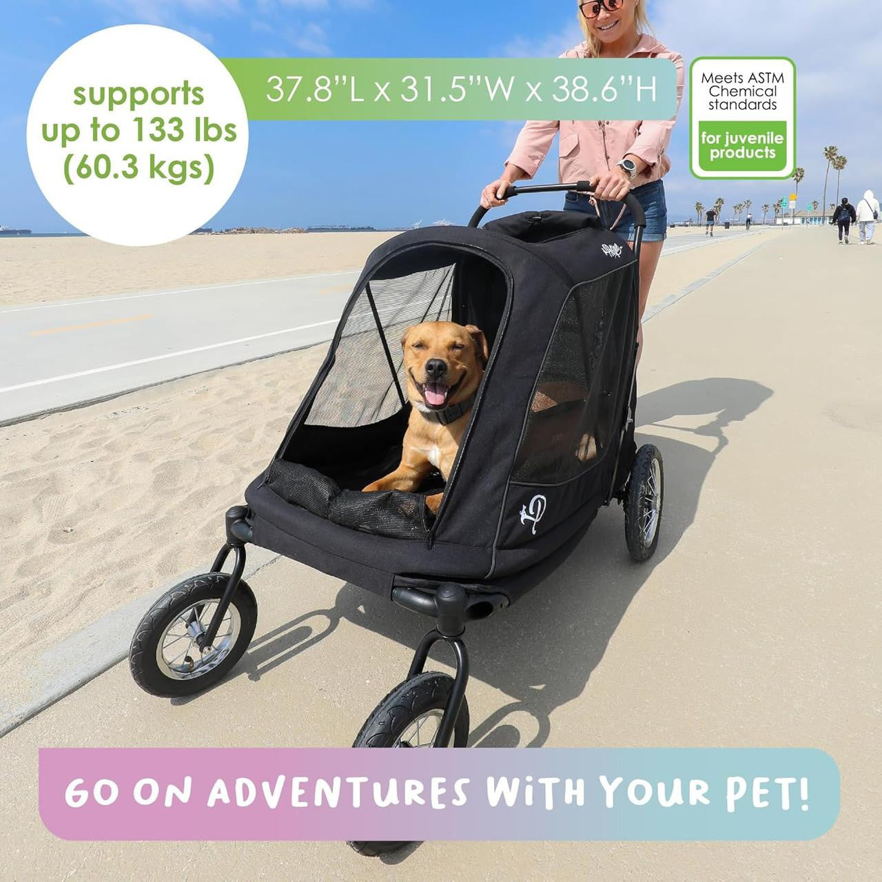  Petique Apollo Elite Pet & Dog Stroller | Bike Trailer | Free Rain Cover & Pump  PET-AP Pets Own Us