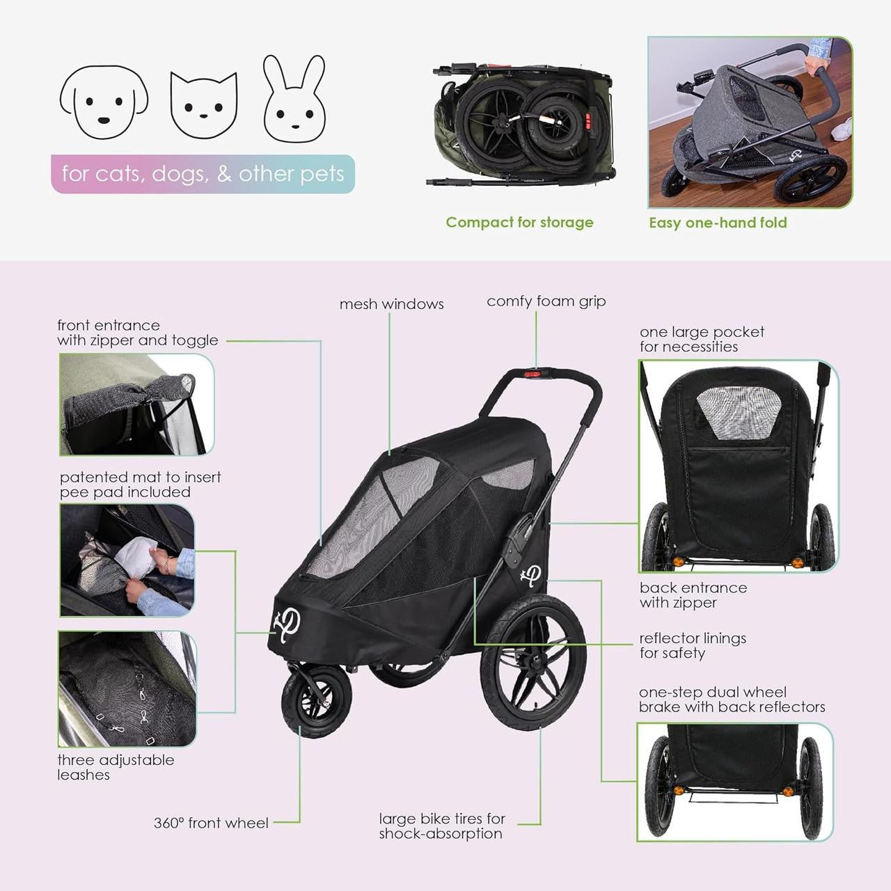 Petique Breeze Pet Jogger | Dog Stroller | Bike Trailer | Free Rain Cover & Pump  22716 Pets Own Us