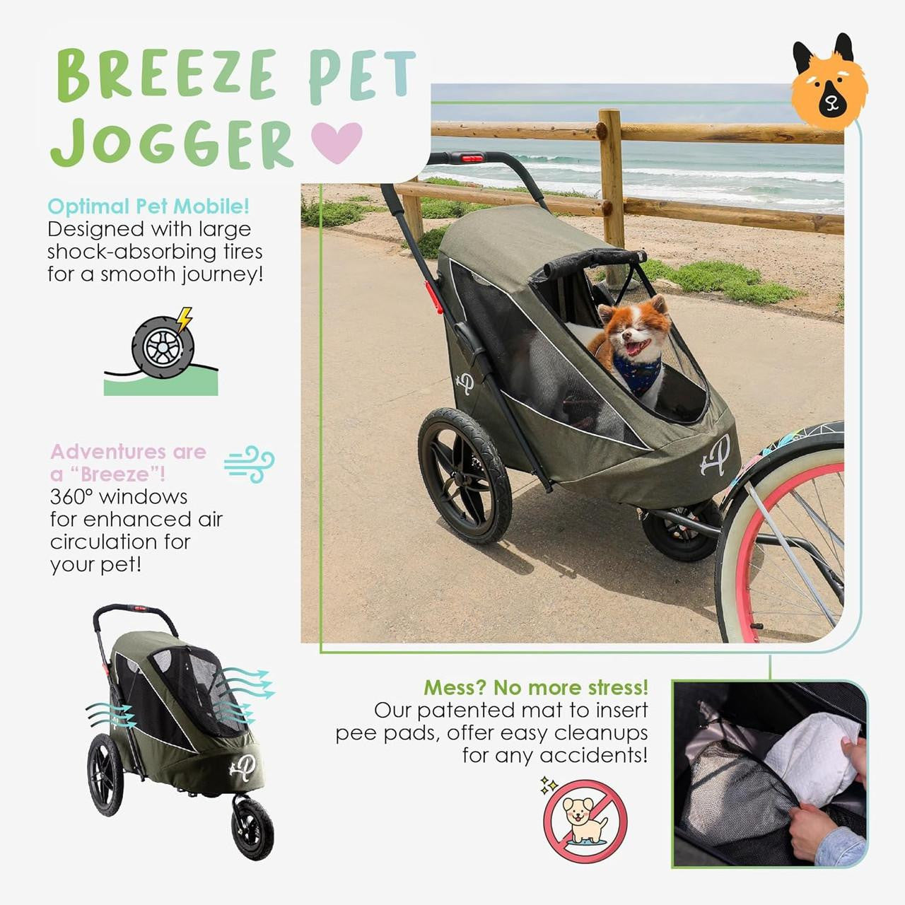  Petique Breeze Pet Jogger | Dog Stroller | Bike Trailer | Free Rain Cover & Pump  22716 Pets Own Us