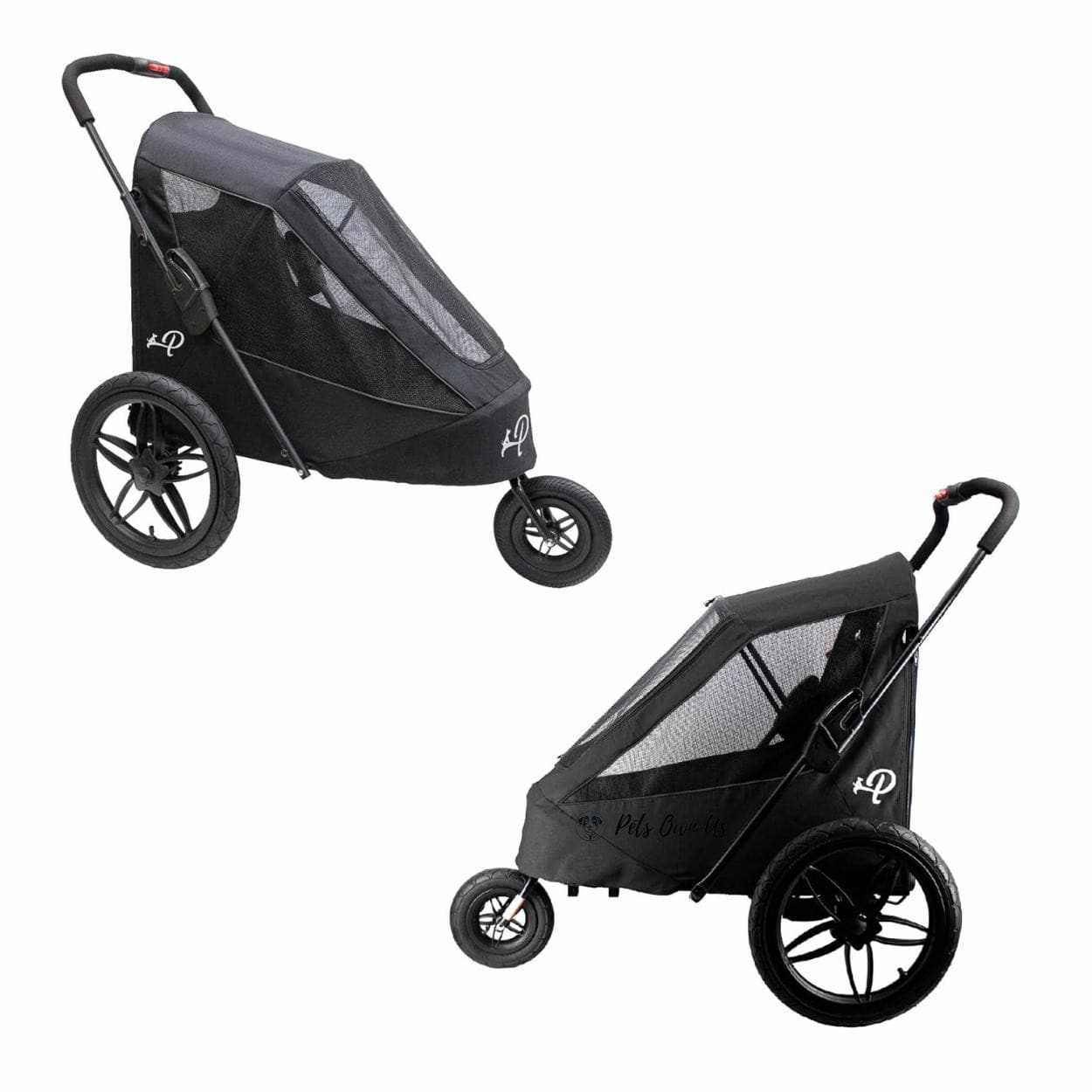 Petique Breeze Pet Jogger black dog stroller with all-terrain wheels and mesh windows for dogs up to 35kg