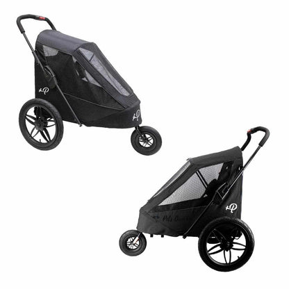 Petique Breeze Pet Jogger black dog stroller with all-terrain wheels and mesh windows for dogs up to 35kg