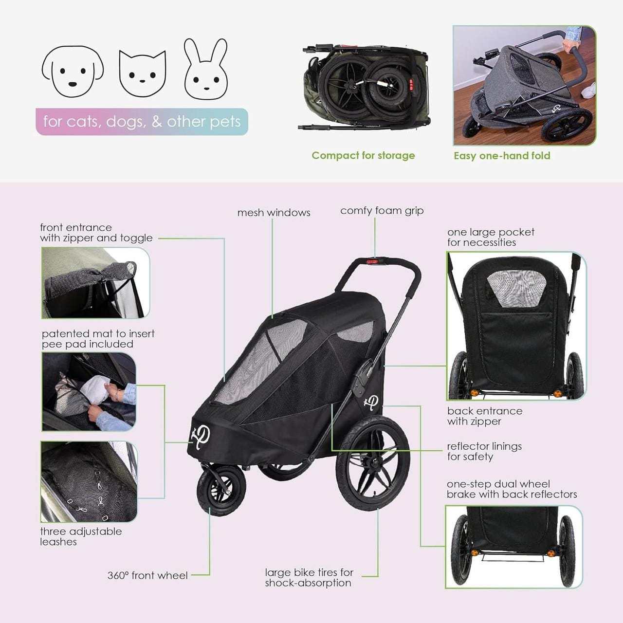 Petique Breeze Pet Jogger dog stroller with all-terrain wheels and spacious mesh cabin