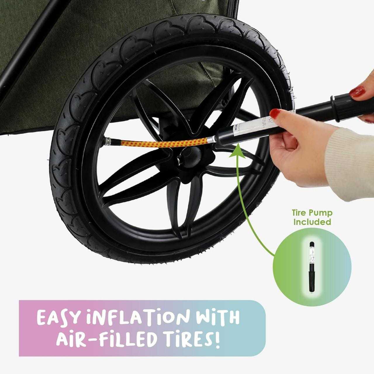 Petique Breeze Pet Jogger black dog stroller with mesh windows and all-terrain wheels for dogs up to 35kg