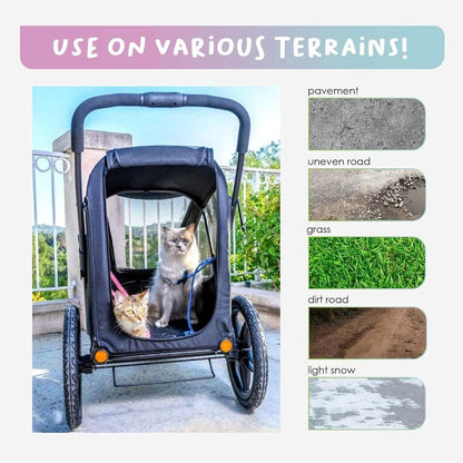 Petique Breeze Pet Jogger black dog stroller with mesh windows and all-terrain wheels for dogs under 35kg