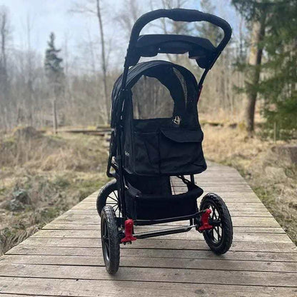 Petique Chinook Pet Stroller with foldable frame, EVA tires, ventilated mesh, and rain cover for pets up to 23kg