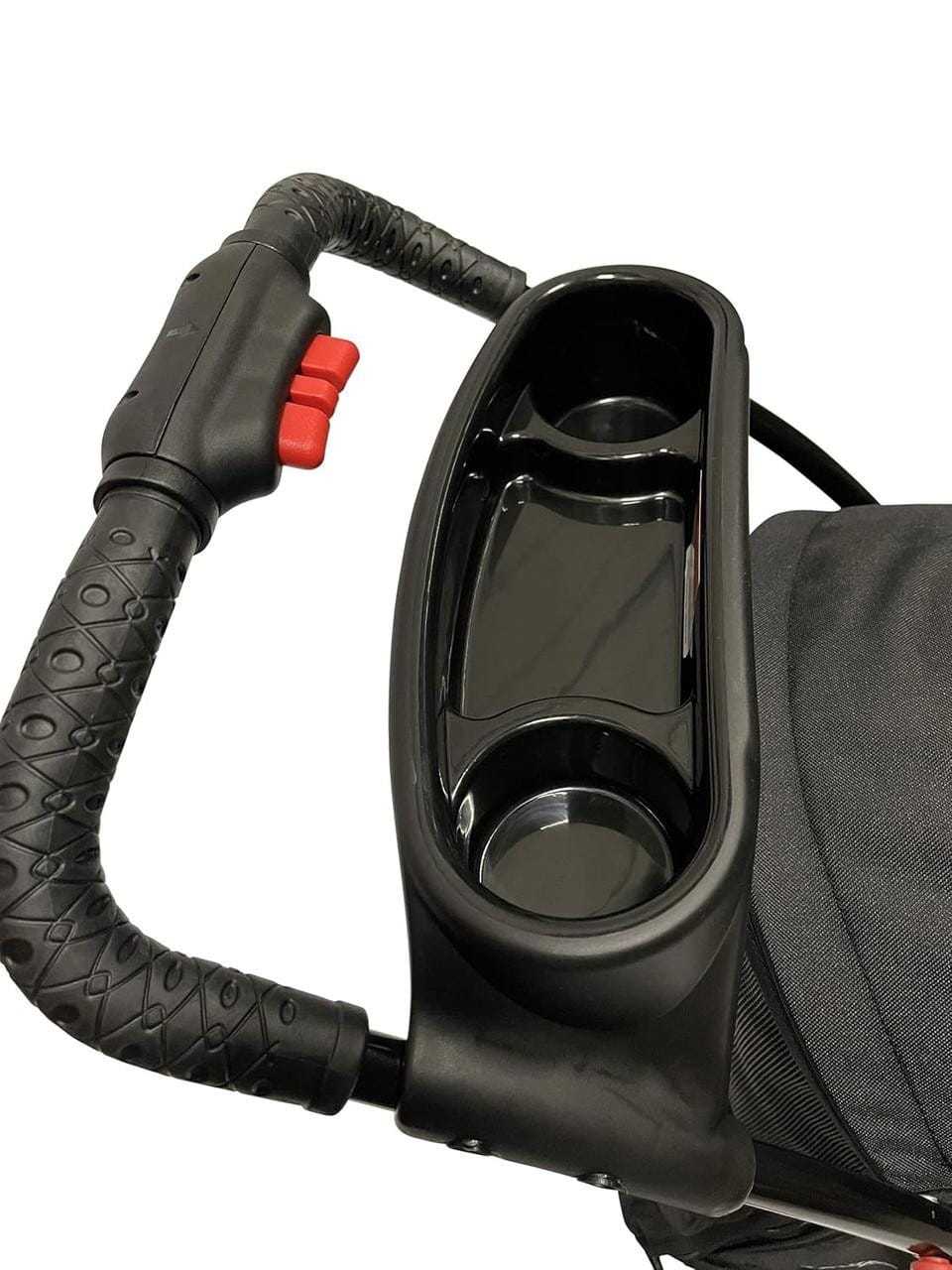 Petique Chinook luxury dog and pet stroller with foldable frame, 12" EVA tires, ventilated mesh panels, ergonomic handlebar, and free rain cover.