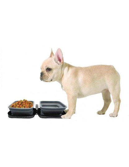 Petique Portabowl foldable double travel bowl for pets with carrying bag and clip attachment
