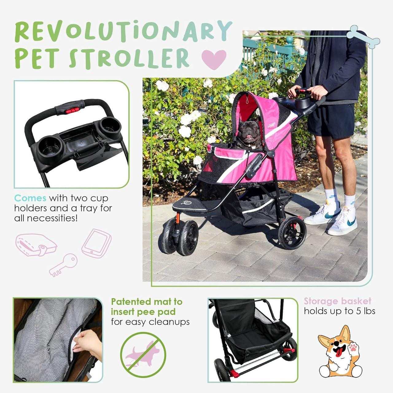 Petique Petique Revolutionary Dog Stroller | 3 Colours Ultimate Petique Revolutionary Pet Stroller – Lightweight, Durable & Travel-Friendly