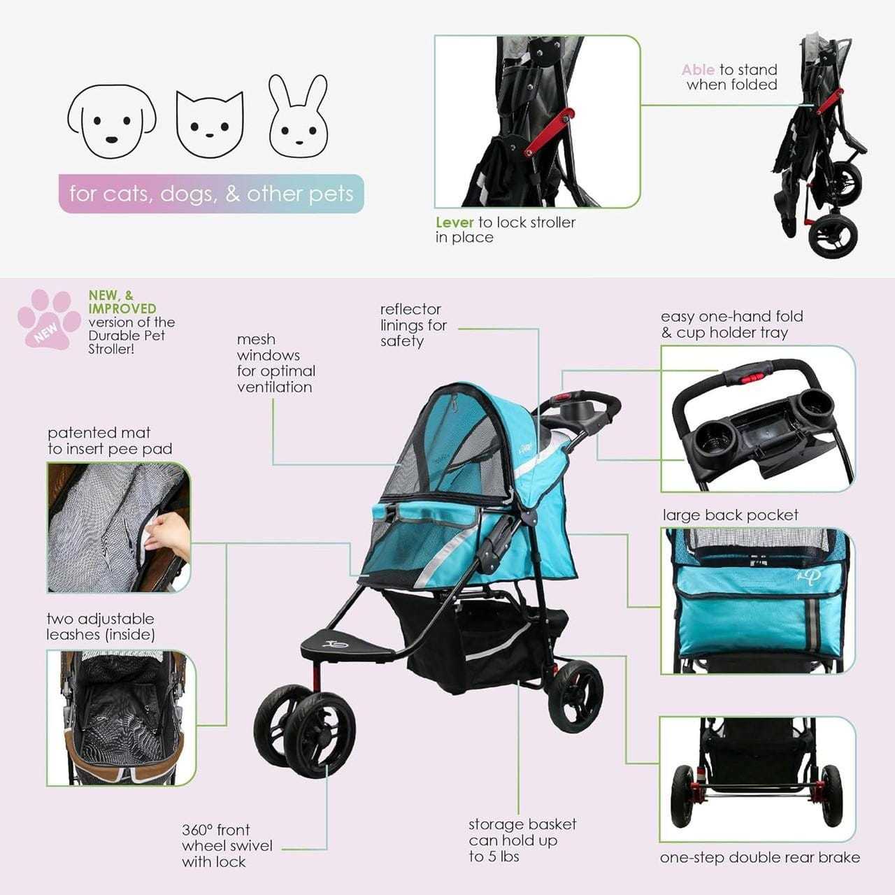 Petique Petique Revolutionary Dog Stroller | 3 Colours Ultimate Petique Revolutionary Pet Stroller – Lightweight, Durable & Travel-Friendly