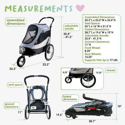 Petique Trailblazer Pet Jogger stroller and bike trailer for dogs under 35kg in three colors
