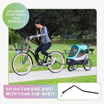 Petique Trailblazer Pet Jogger stroller in three colors for dogs under 35kg with bike trailer and jogging features