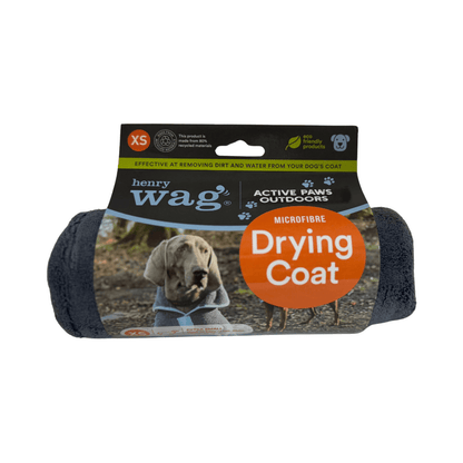 Grey Henry Wag Microfibre Drying Coat for quick dog drying and dirt removal