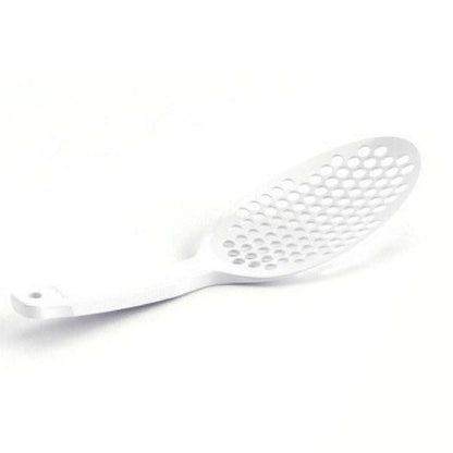 The Cat Poo Pod white designer cat litter box with paw handle and ergonomic scoop