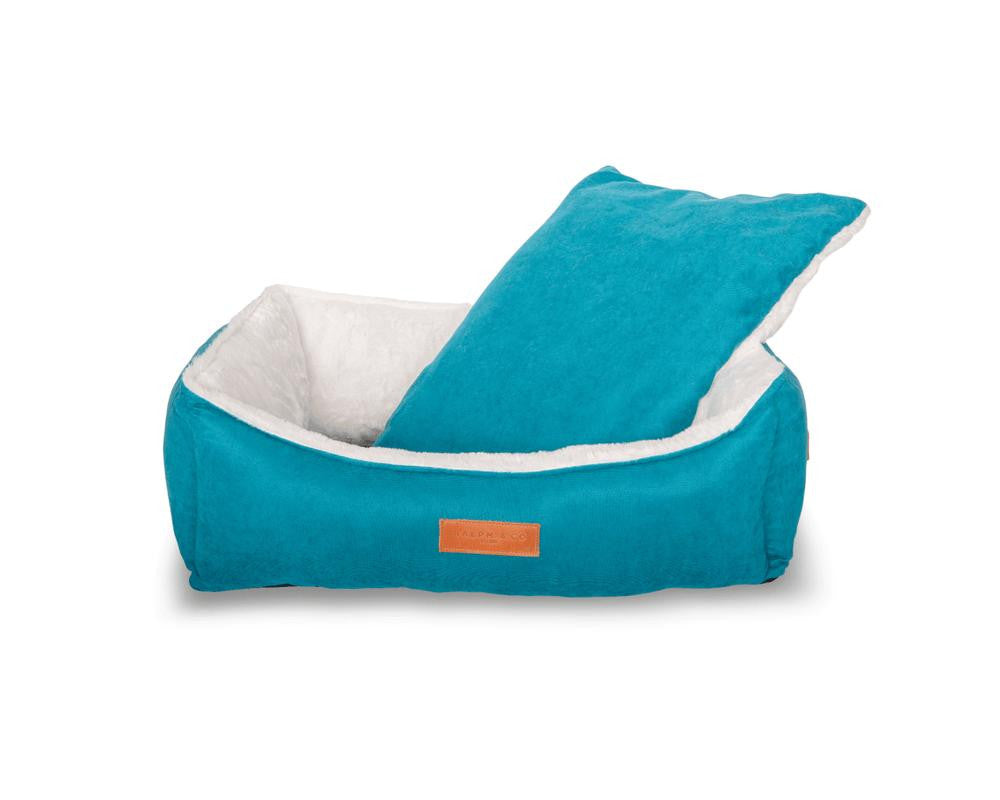  Ralph & Co Luxury Velvet Dog Bed | Hampton | Teal  TBA-1-1 Pets Own Us