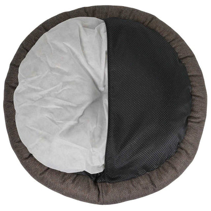 Ralph & Co Tweed Calming Donut Dog Bed in Lincoln design with herringbone tweed and faux rabbit fur lining