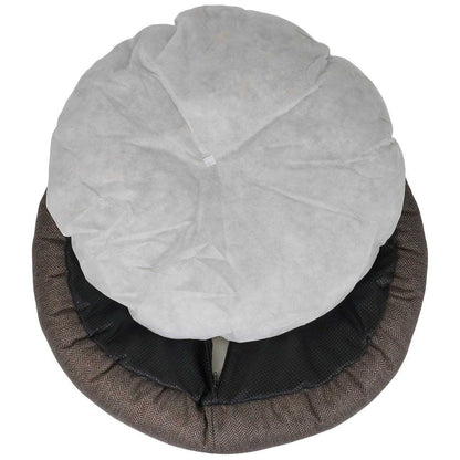 Ralph & Co Tweed Calming Donut Dog Bed Lincoln design with herringbone tweed and faux rabbit fur lining for dog comfort and anxiety relief