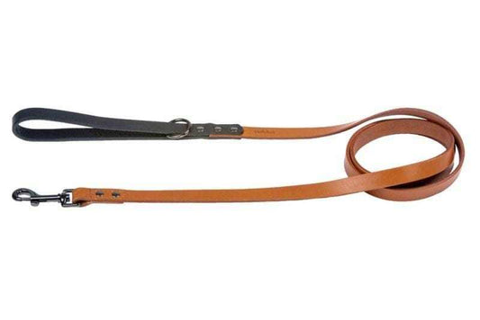 Rukka Pets leather duo lead cognac vegetable-tanned leather dog leash with gunmetal hardware