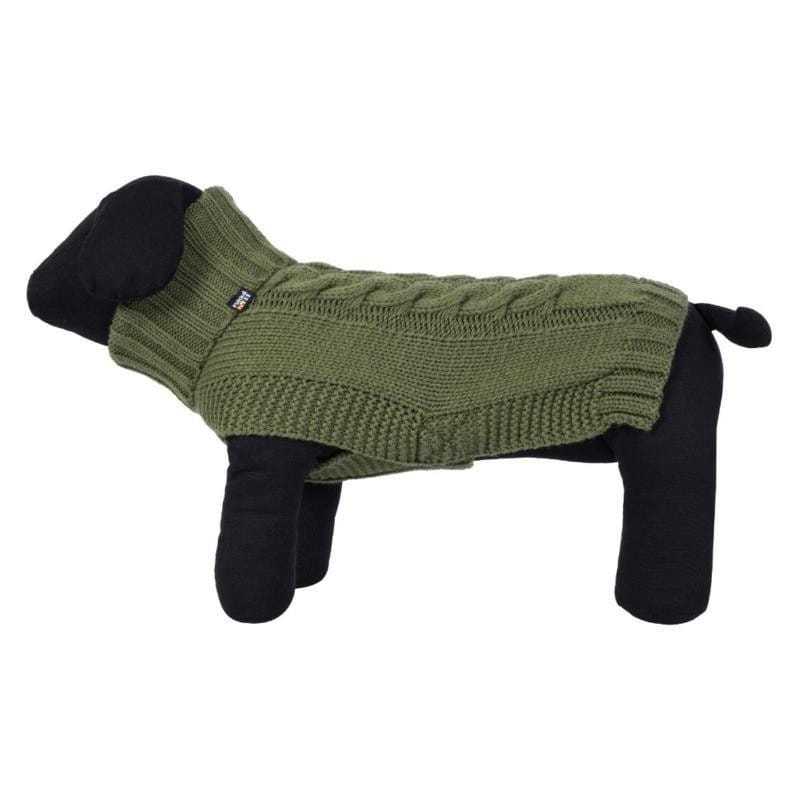 Rukka Pets Wooly Knitwear olive dog jumper with high collar and warm wool blend