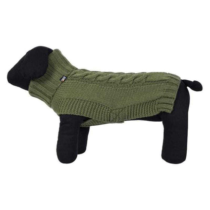 Rukka Pets Wooly Knitwear olive dog jumper with high collar and warm wool blend