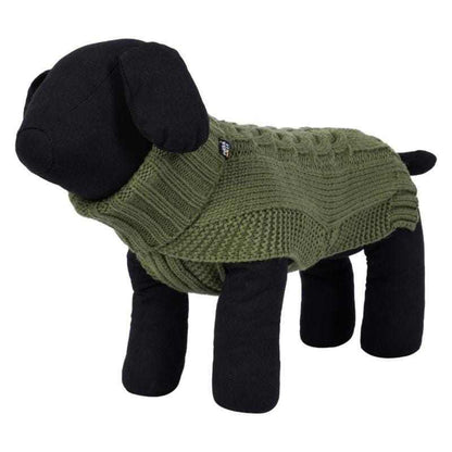 Rukka Pets Wooly Knitwear olive dog jumper with high collar and warm wool mix knit
