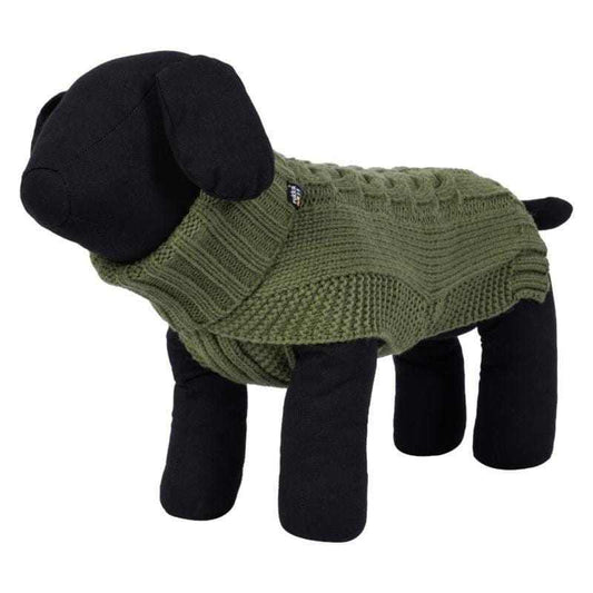 Rukka Pets Wooly Knitwear olive dog jumper with high collar and warm wool mix knit
