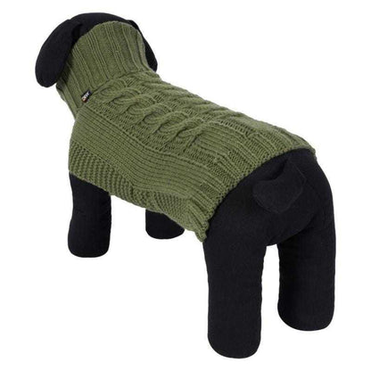 Rukka Pets Wooly Knitwear Olive dog jumper with high polo collar and warm wool mix knit
