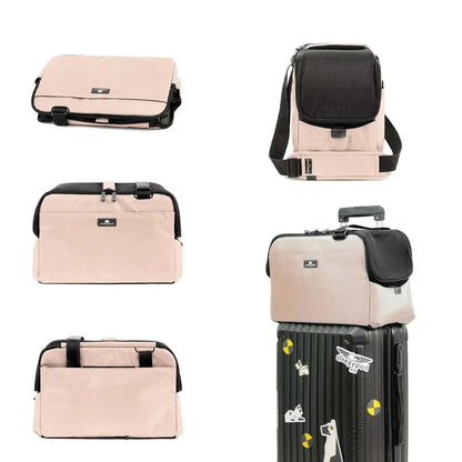 Sleepypod Atom ergonomic crash-tested pet carrier in three colors with plush bedding for safe pet travel
