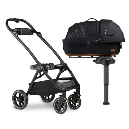 Tavo Maeve pet car seat clipped onto Roscoe stroller frame for pet travel system